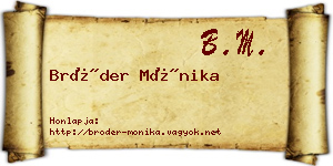 Bröder Mónika névjegykártya